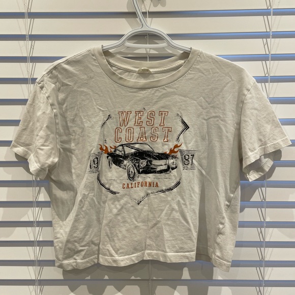 White Cropped Graphic West Coast T-Shirt - Picture 1 of 1